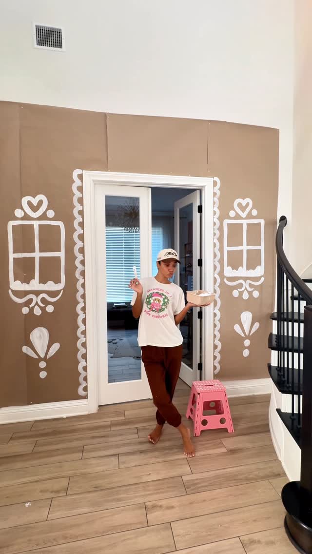 Instagram post by @ravenelyse for The Home Depot. Caption reads: Turning my walls into gingerbread! 🎄🍭🍬
Just....