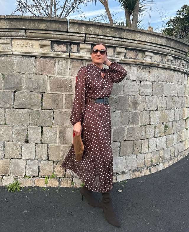 Instagram post by @juanitamarii for Blue Vanilla. Caption reads: coffee time, and the perfect dress for it. I....