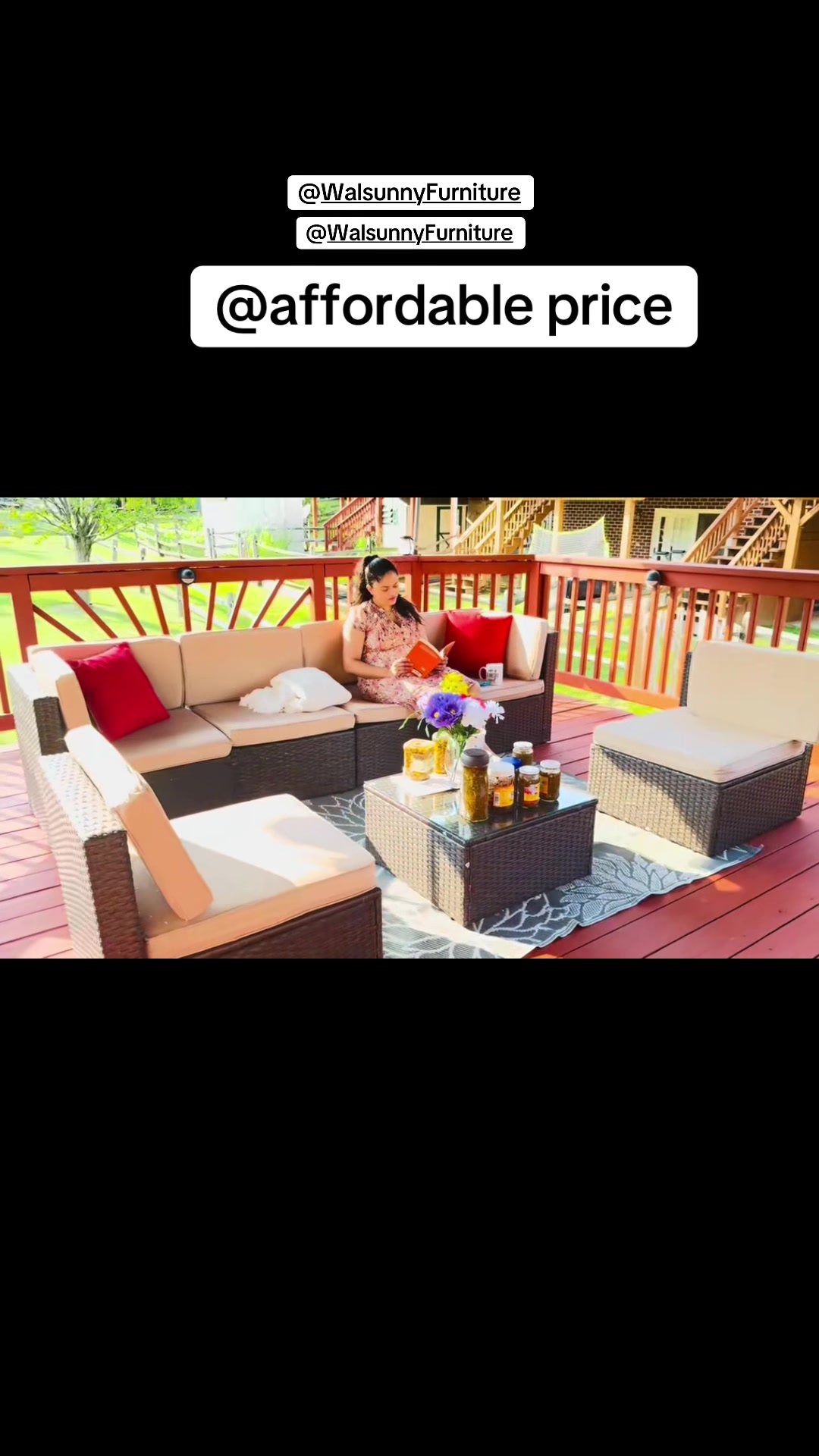 TikTok post by @timsina_kritika for Walsunny. Caption reads: [...] patio furniture set #furnitureset....