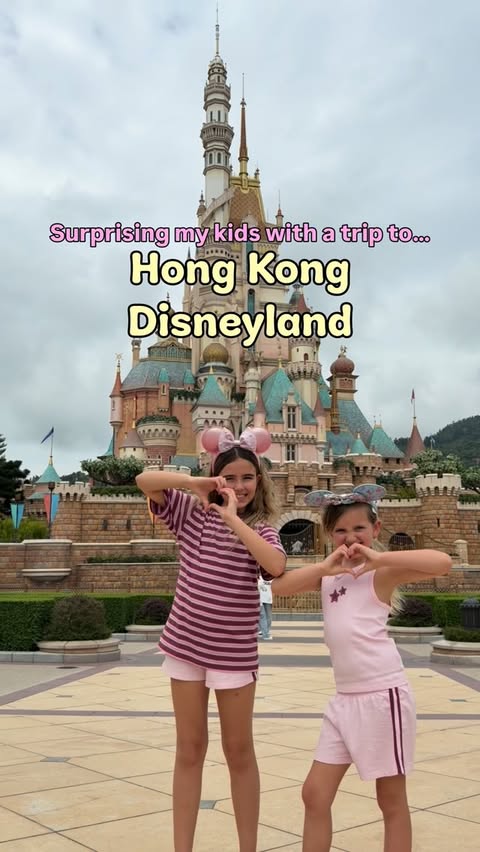 Instagram post by @bybrittanynoonan for Hong Kong Disneyland. Caption reads: [...] our kids with a visit to Hong Kong....