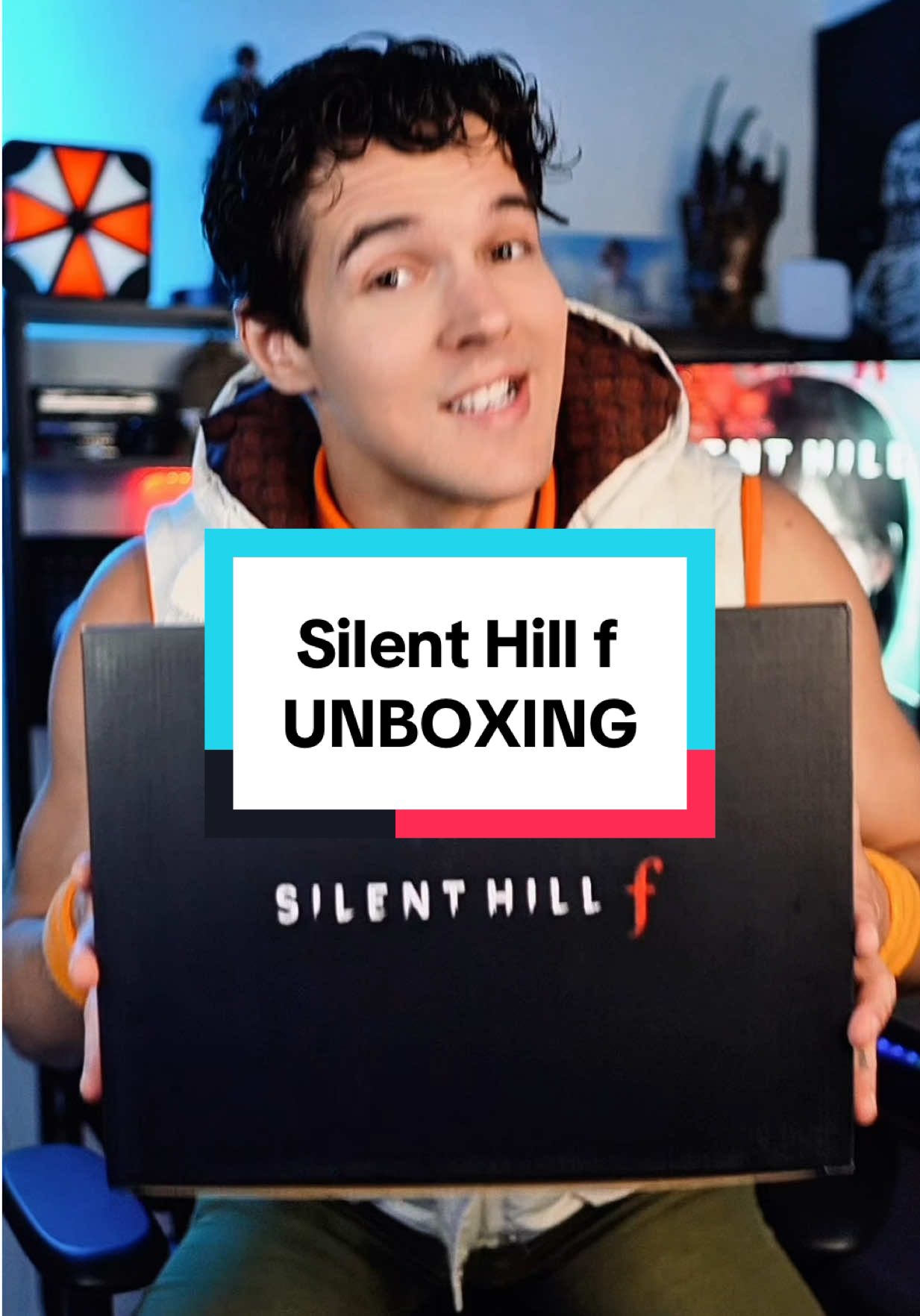 TikTok post by @daturaplays for Konami. Caption reads: Silent Hill f - Unboxing PR Puzzle Box from Konami....