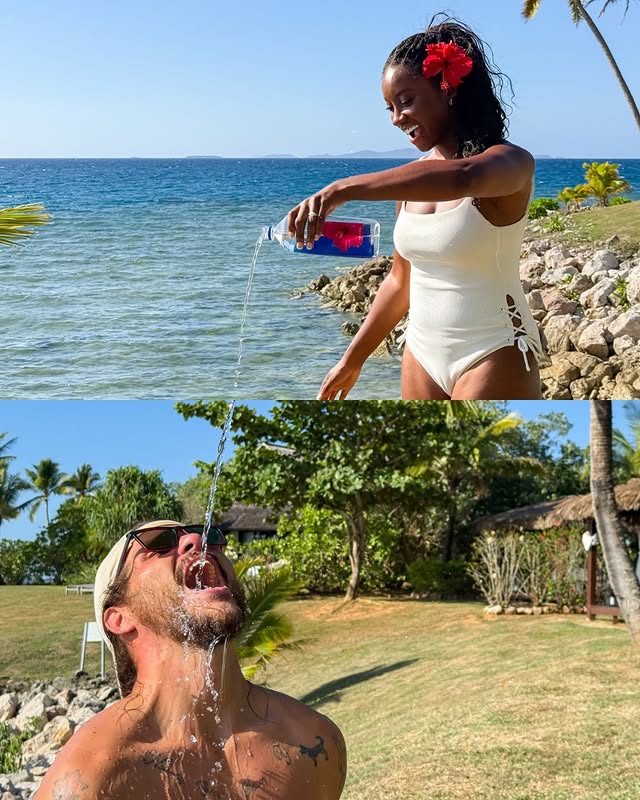 Instagram post by @bashabroad for American Airlines. Caption reads: Celebrating 7 years married to my best friend in....