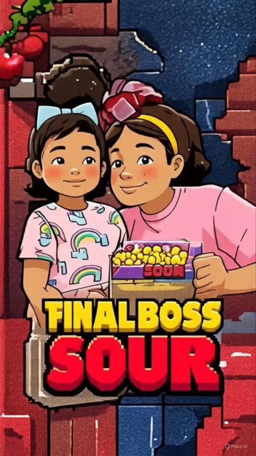 Instagram post by @therainbowfamilyfun for Final Boss Sour. Caption reads: 👾 FINAL BOSS SOUR has entered the chat... and....