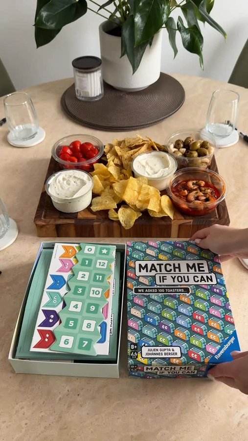 Instagram post by @louisesibley for Ravensburger. Caption reads: Hosting girls day 🥂💓✨🫒🃏 sometimes all you need....