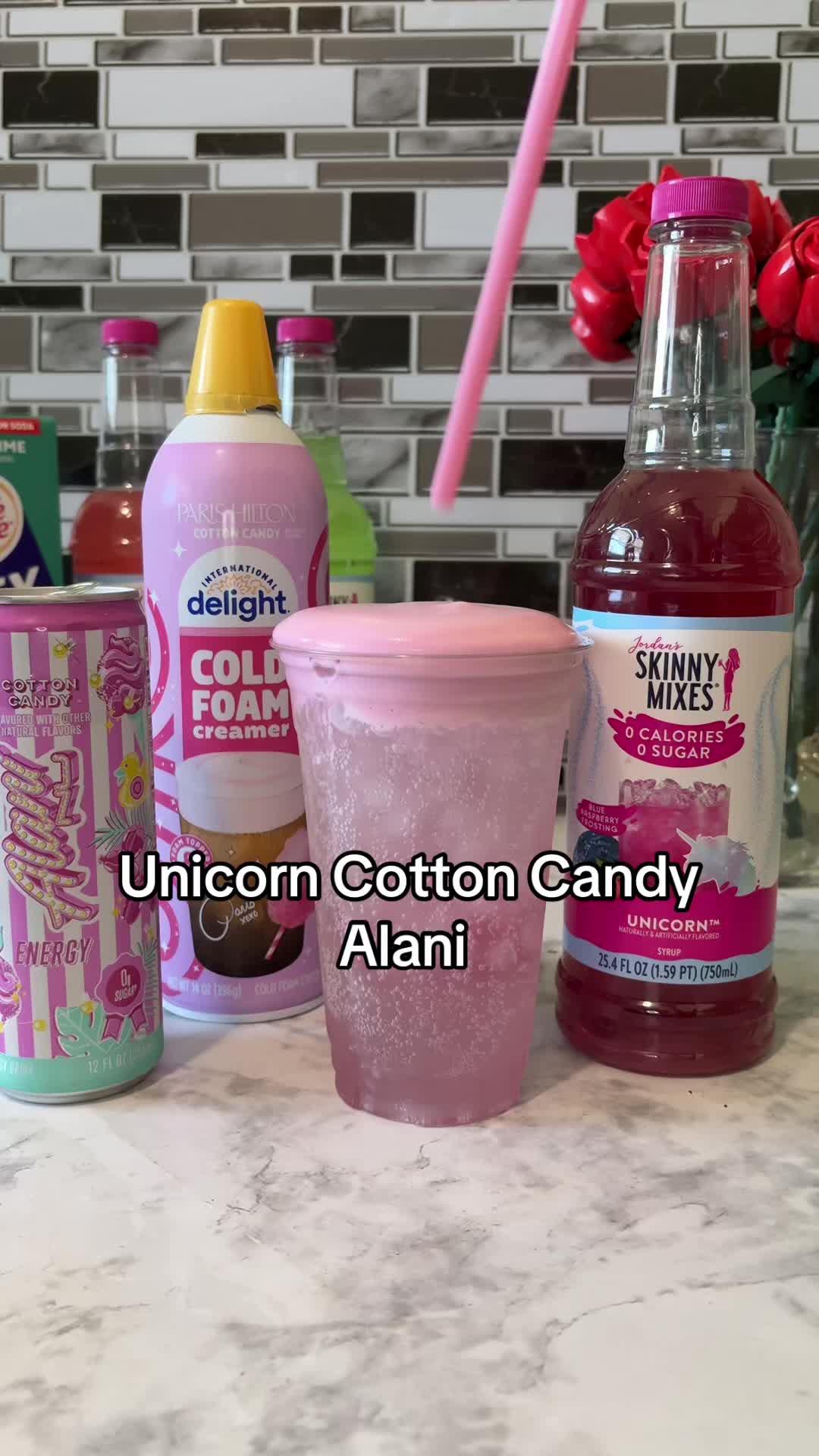 TikTok post by @jess_on_mainstreet for Jordan’s Skinny Mixes. Caption reads: This taste like actual candy🦄🍬@Skinny Mixes....