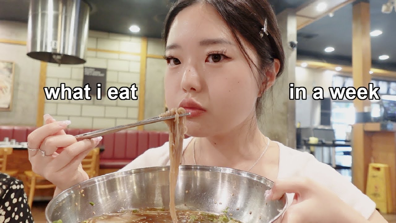 YouTube post by @bygraacee for Coreelle. Caption reads: 🍱 what i eat in a week: *realistic + intuitive*....