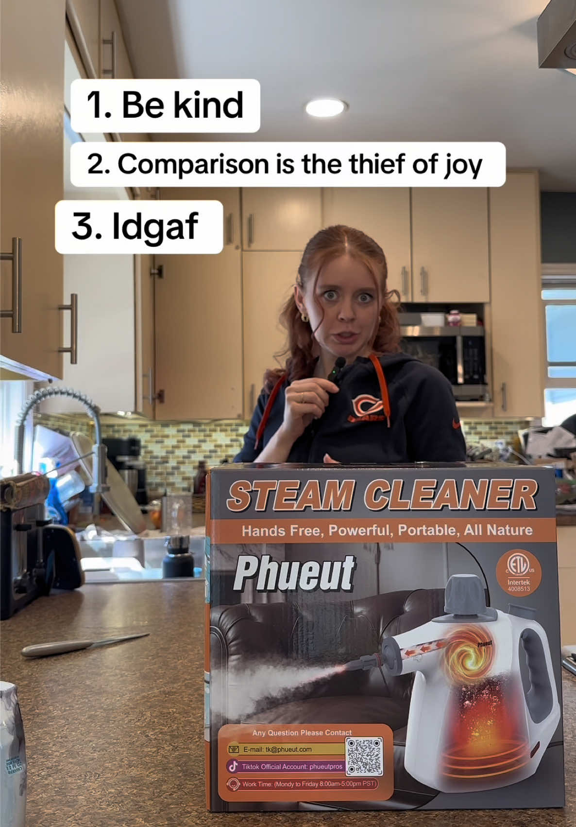 TikTok post by @cellieolando for Phueut. Caption reads: Thank you @Phueut-Official 🫶🏻🫶🏻 #steamcleaner....