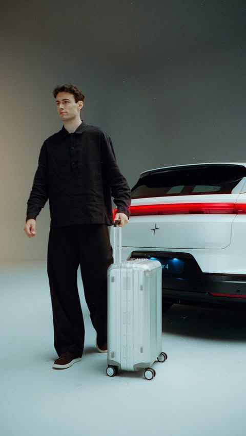 Instagram post by @enzopaper for Polestar. Caption reads: Polestar 4 SUV: The space of an estate, the [...].