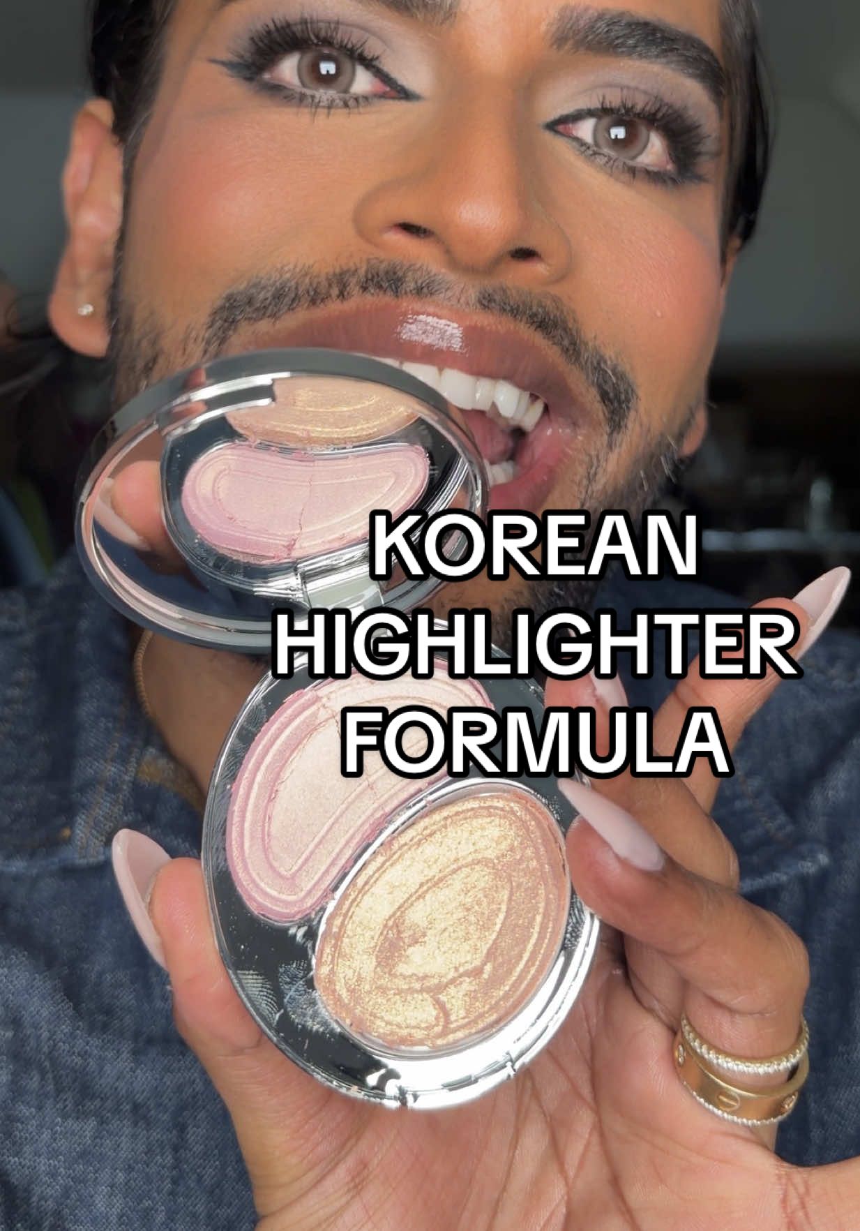 TikTok post by @adityamadiraju for TIRTIR. Caption reads: I fear @TIRTIR Inc. just got me in a highlighter....