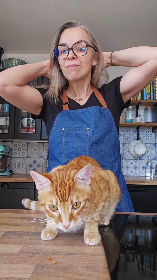 Instagram post by @marcia_tack for Lily’s Kitchen. Caption reads: Chez nous, les repas, c’est sacré. Même le chat....