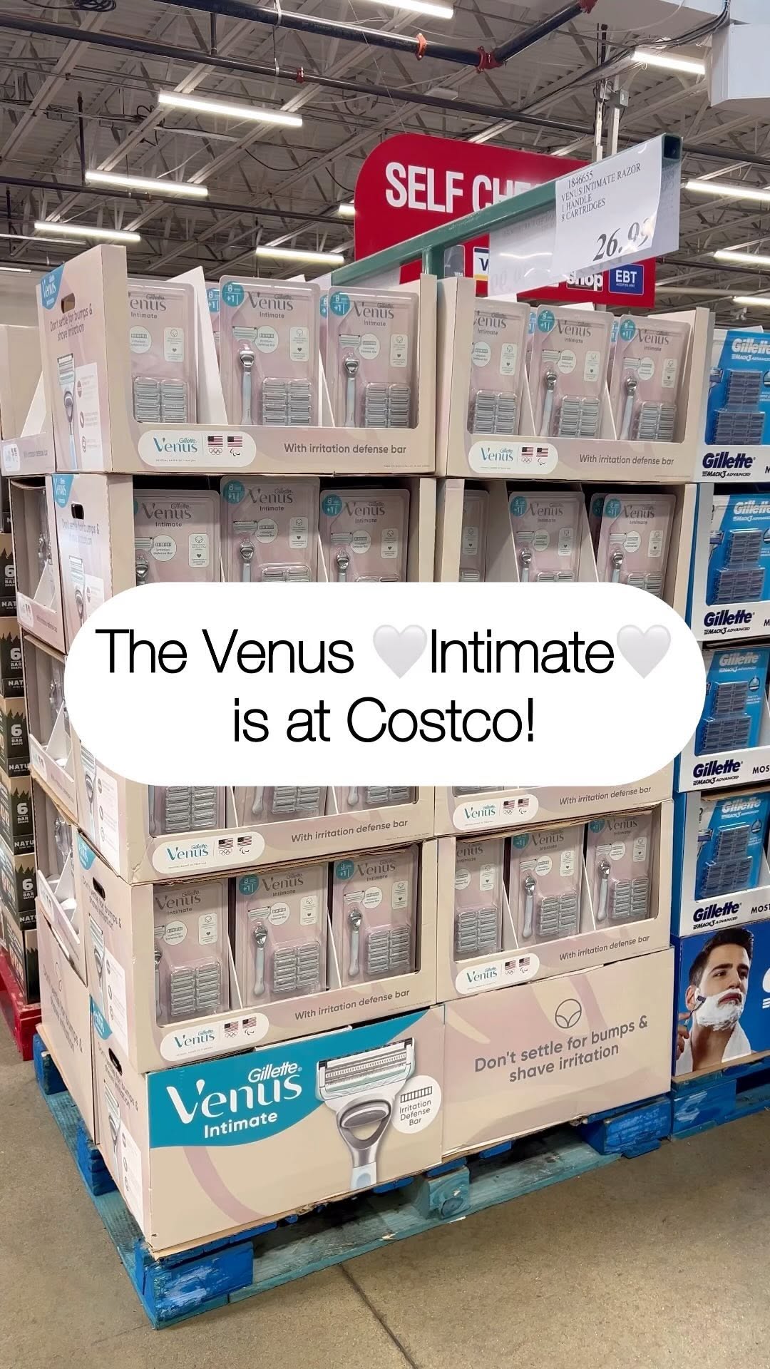 Instagram post by @costcohotfinds for Gillette Venus. Caption reads: 💕 The @GilletteVenus Intimate Razor for Pubic....