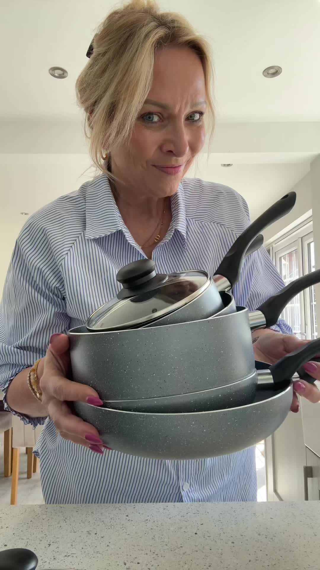 TikTok post by @wendyg_official for VonHaus. Caption reads: [...] pans and three lids, great price from....