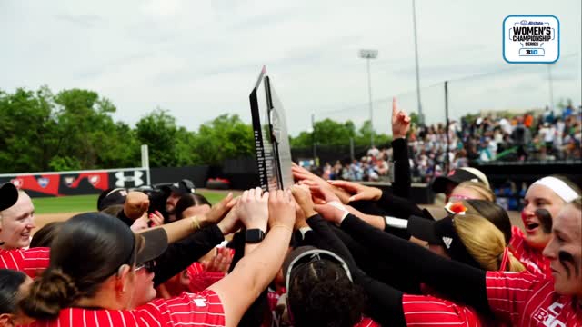 Instagram post by @b1gsoftball for Allstate. Caption reads: [...] take home the B1G 🏆 🎬 @allstate.