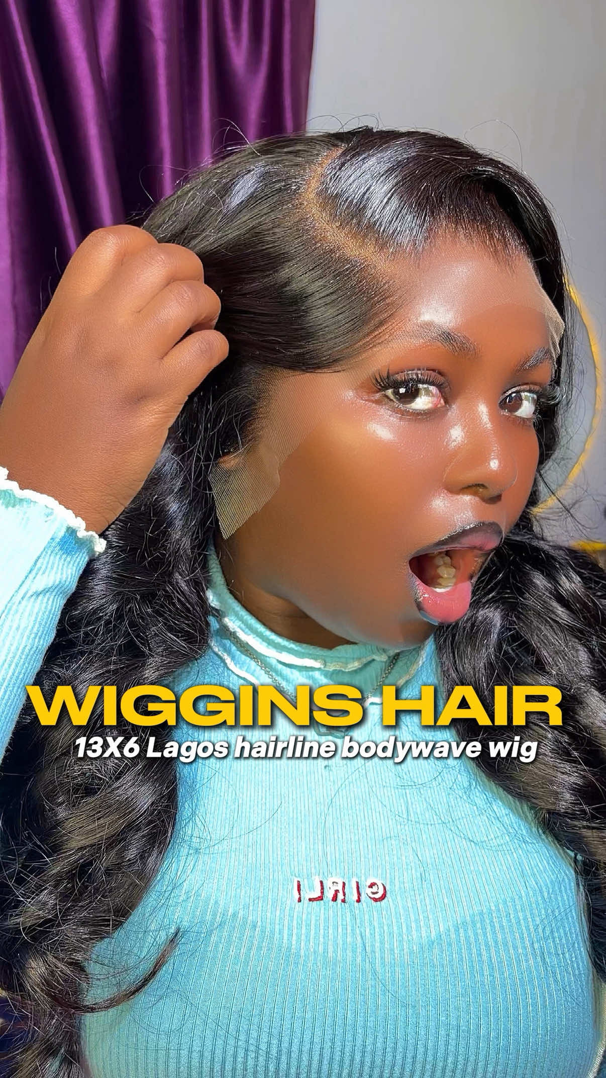 TikTok post by @feoludollars for Wiggins Hair. Caption reads: [...] wig I've ever installed! Hair....