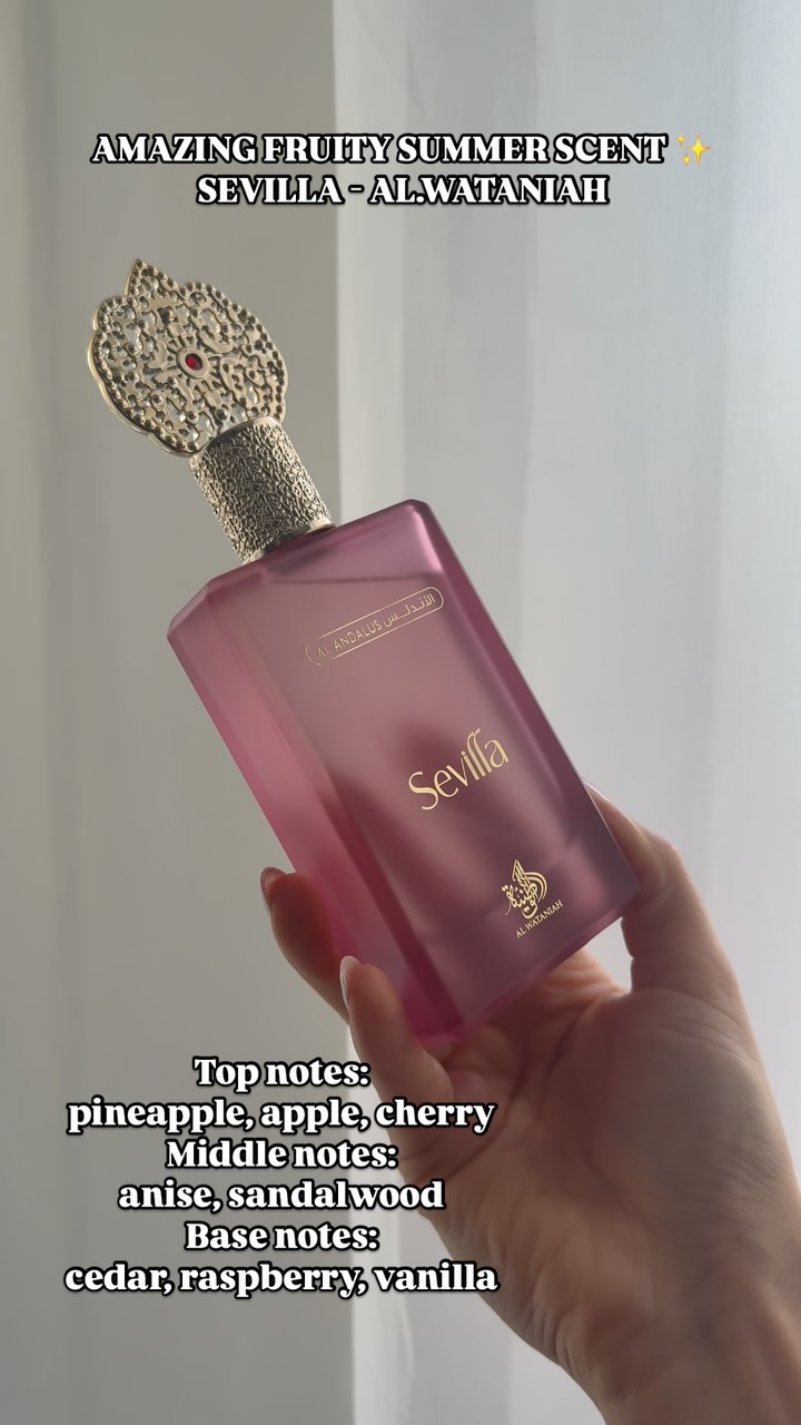 Instagram post by an influencer for Al-Wataniah. Caption reads: Sevilla ✨ @al.wataniah Ohhh what a scent!! So....