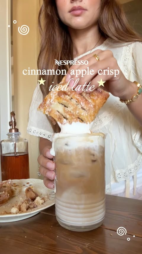 Instagram post by @belajuliana_ for Nespresso. Caption reads: [...] and crisp apple coffee perfection....
