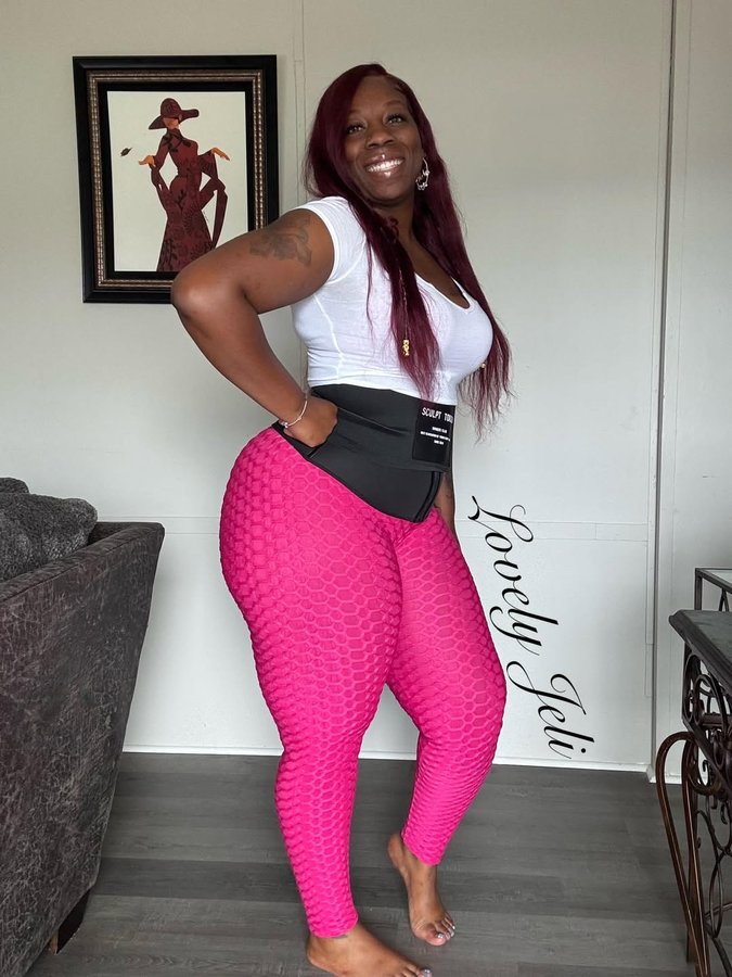 Instagram post by @dhatgurljeli for Sculpt Touch. Caption reads: Sunday funday. Natural beauty❣️ 

Waist trainer....