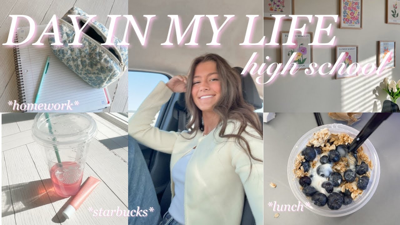 YouTube post by @sarahcrist for Paper Source. Caption reads: REALISTIC DAY IN MY LIFE | *senior in high school*.