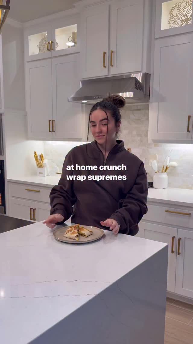 Instagram post by @emersonkincaidd for Caraway Home. Caption reads: crunch wrap supreme at home 🌮

this meal was so....