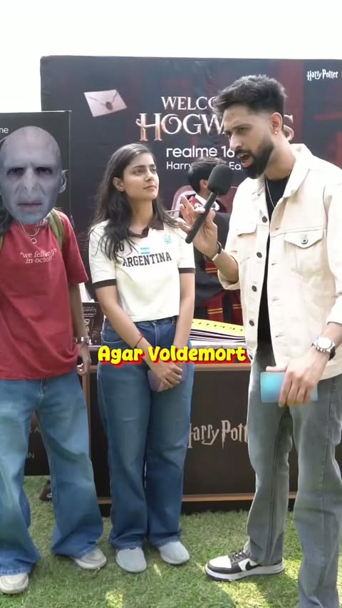 Instagram post by @vineswalaladka for realme. Caption reads: [...] hit the road! 🚌⚡️✨ The **Harry Potter x....