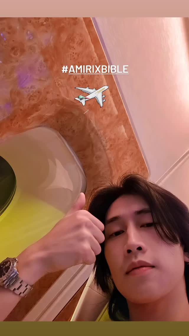 Instagram post by @mctgii for AMIRI. Caption reads: [...] Ig story update 🛫🇫🇷 🥰

#AMIRI @amiri....