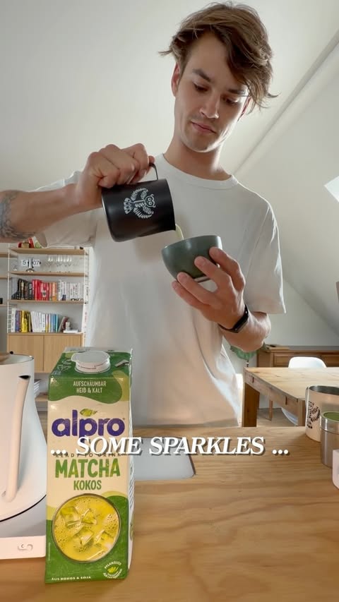 Instagram post by @dariopieber for Alpro. Caption reads: [...] that make it more fun. 🍵✨ The new Alpro....