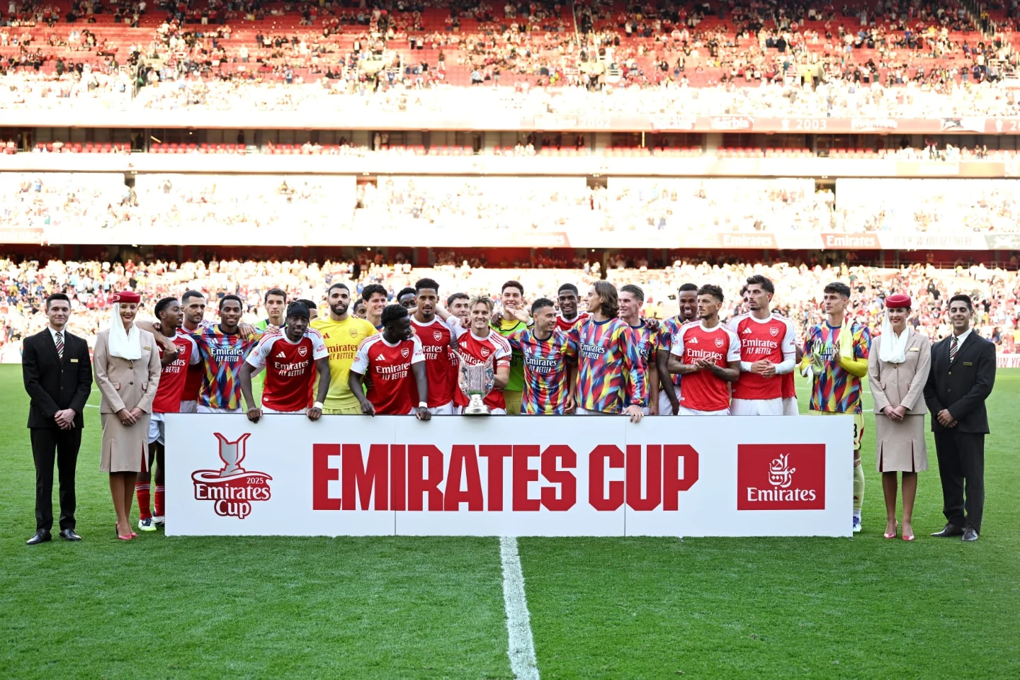 Instagram post by @arsenal for Emirates. Caption reads: A great pre-season test 💪

🤝 @emirates.