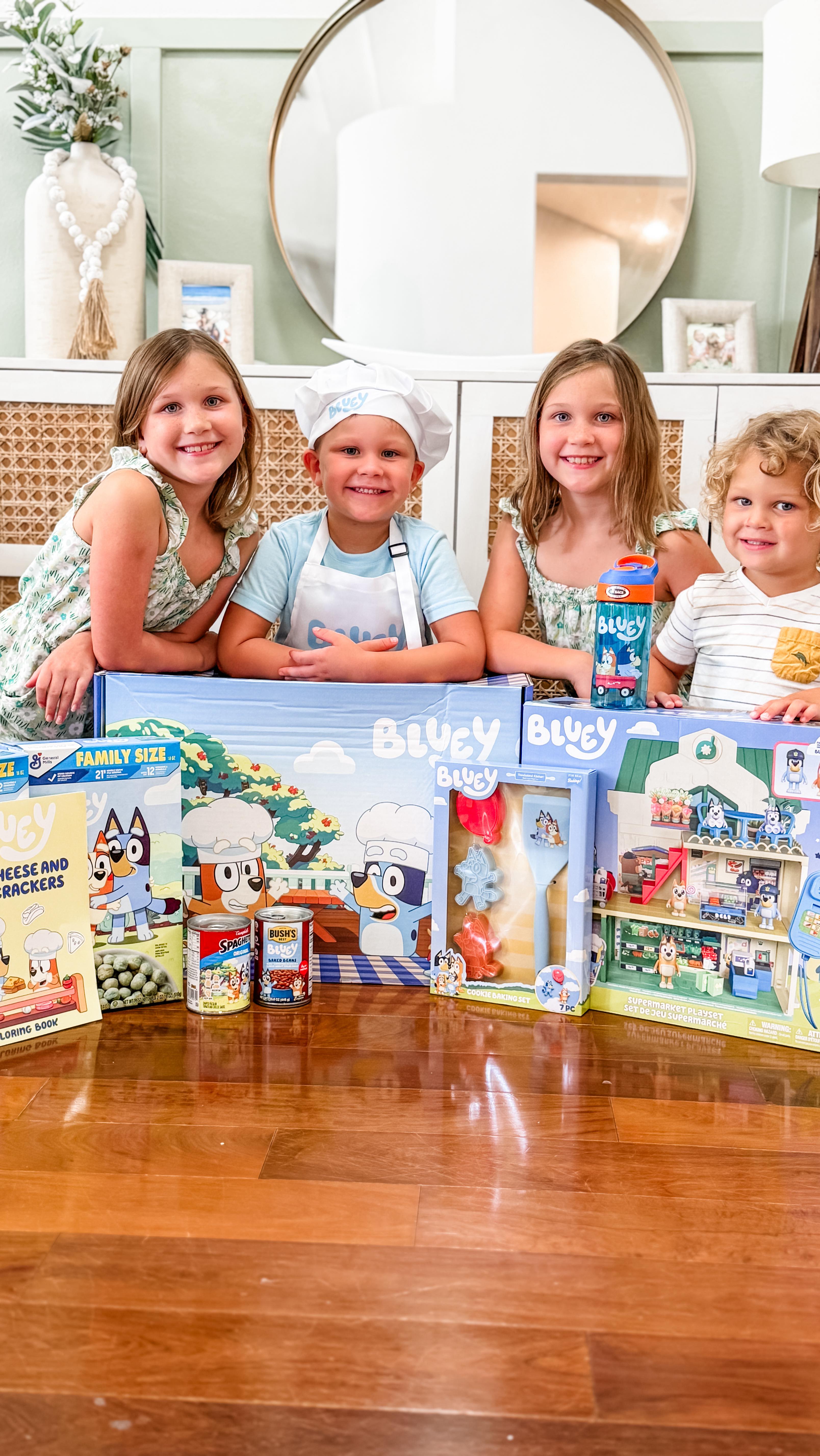 Instagram post by @bridgetjbeck for Bluey. Caption reads: Who knew grocery shopping could be this fun?....