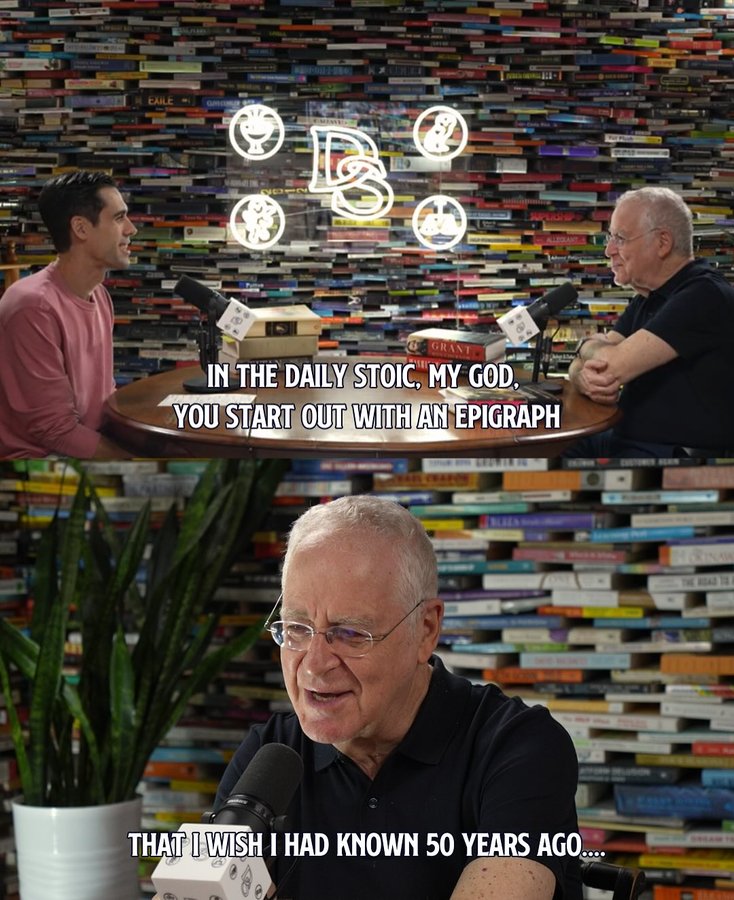 Instagram post by @dailystoicpodcast for Daily Stoic. Caption reads: “We don’t have to feel trapped in our own time” -....