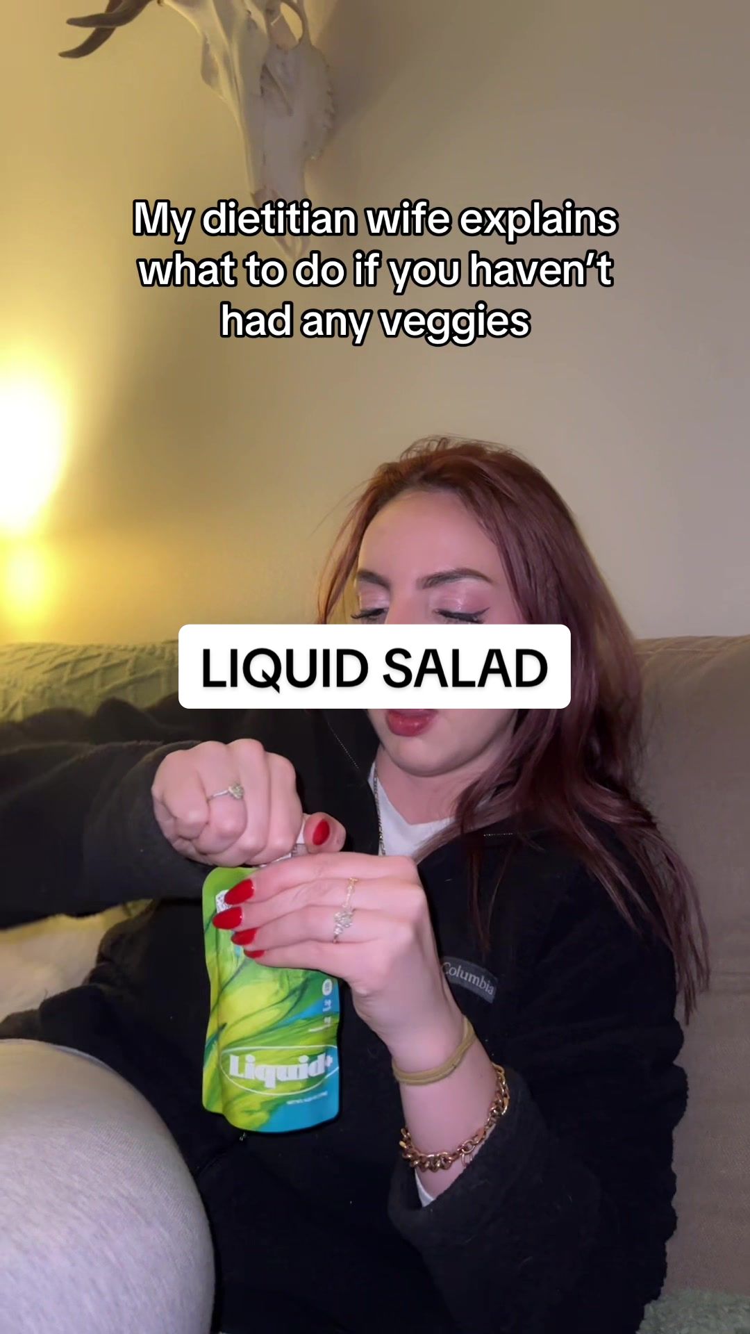 TikTok post by @curvefitacademy for LiquidPlus. Caption reads: [...] a veggie in way too long #liquidsalad....