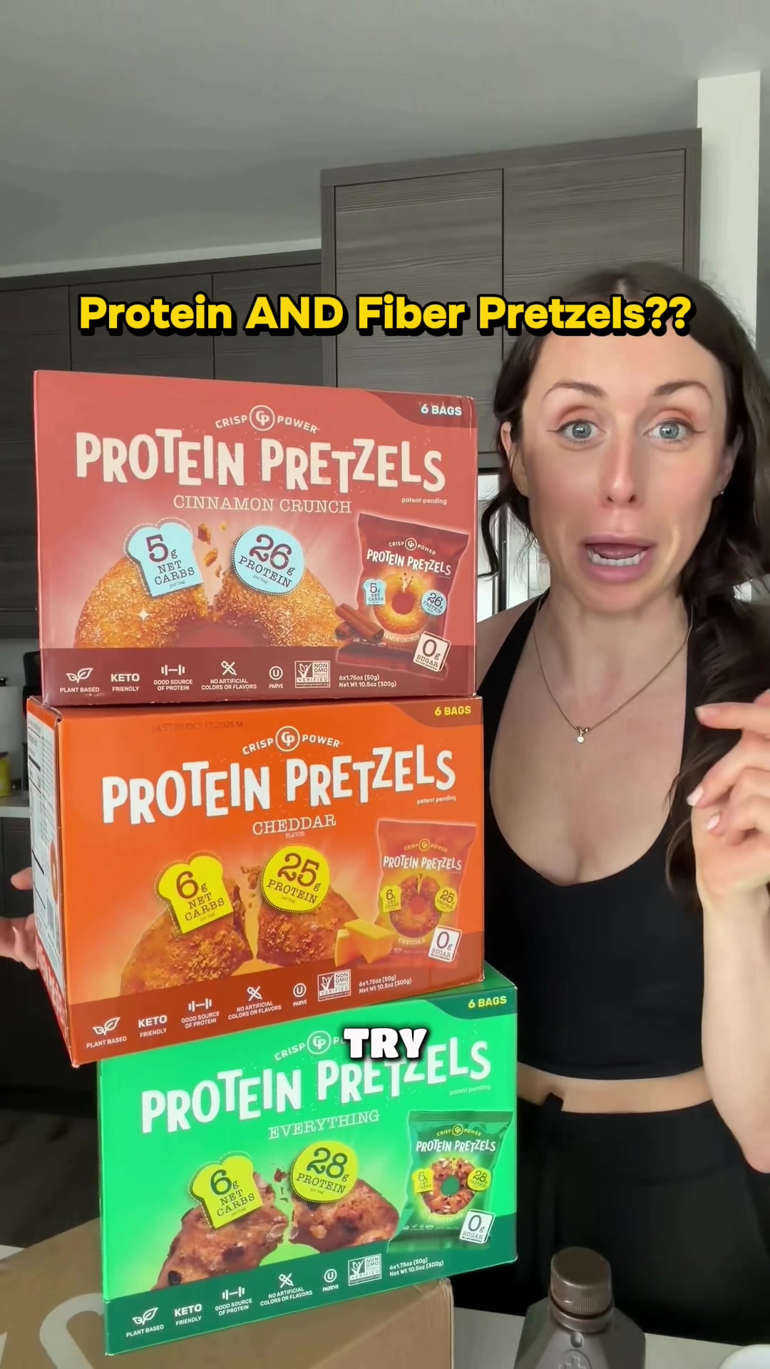 TikTok post by @dietitian.gabrielle for Crisp Power. Caption reads: [...] like those sourdough pretzels!!! @Crisp....