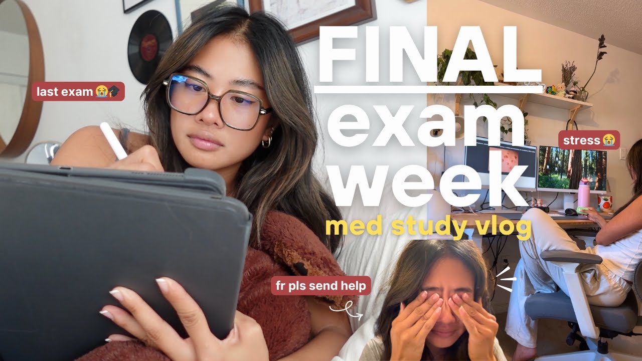 YouTube post by @fromsabyang for Paperlike. Caption reads: med school finals week 🫠 chaos, caffeine, &....