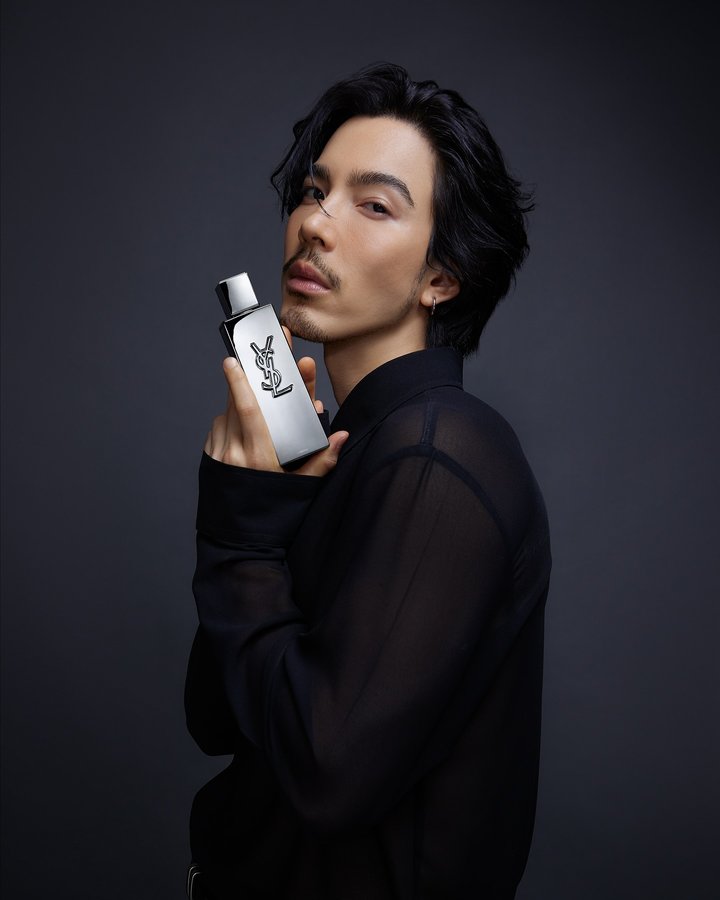 Instagram post by @geesutthirak for YSL Beauty. Caption reads: [...] MYSLF L’ABSOLU fragrance by YSL Beauty....