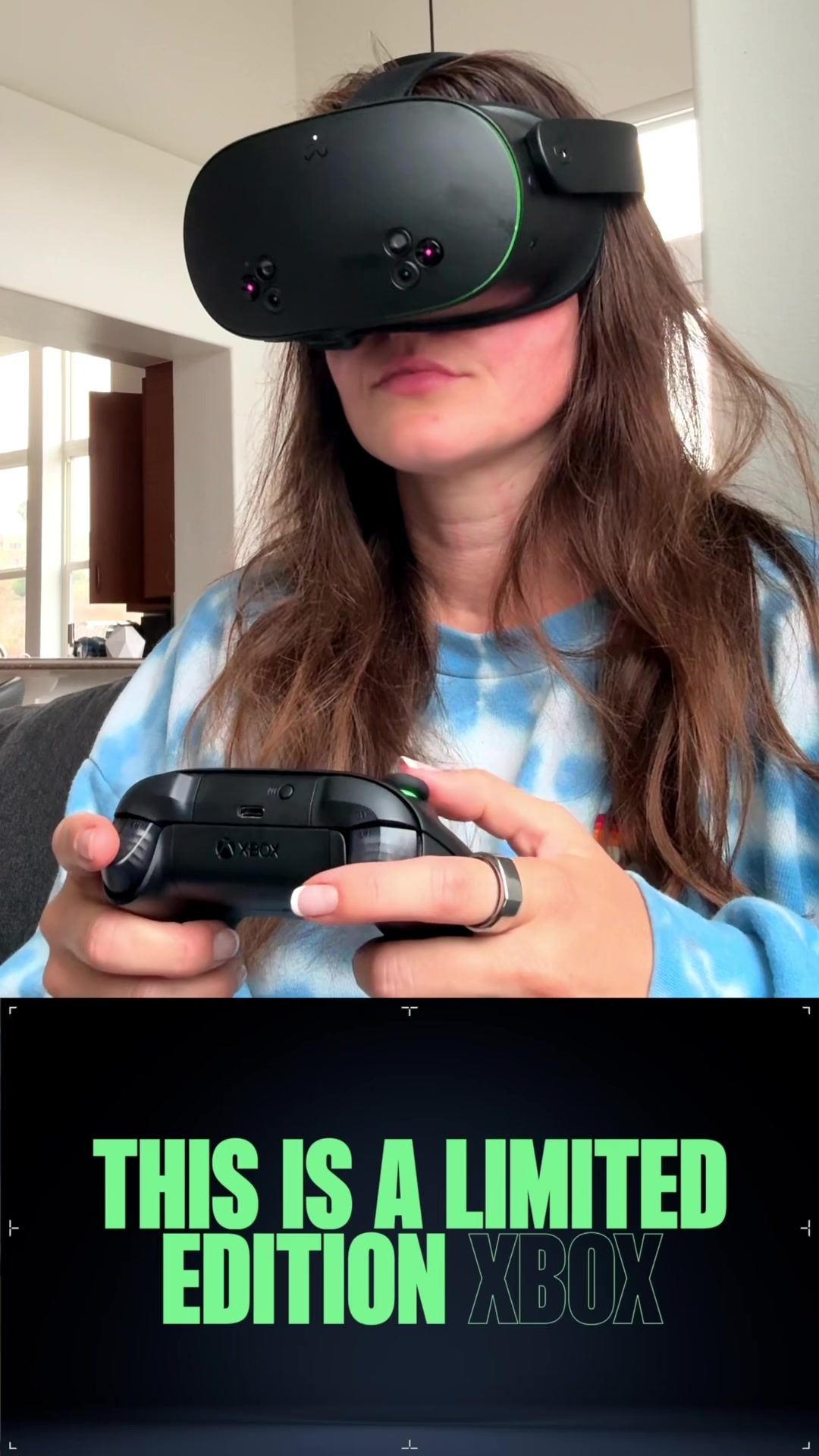 TikTok post by @jennaezarik for Xbox. Caption reads: 🎮 Check out the new, limited-edition @Meta Quest....