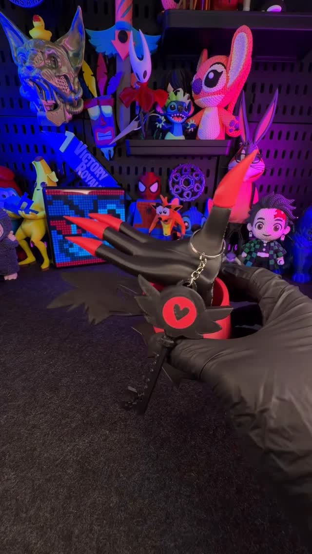 Instagram post by @nk3dlab for Creality. Caption reads: 3D Printed Alastor Holder + Hazbin Hotel....