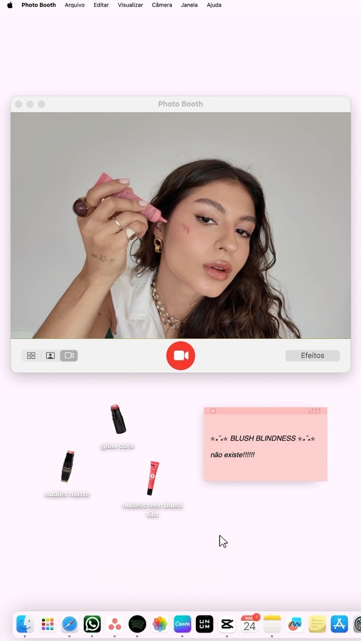 Instagram post by @malufca for NUDESTIX. Caption reads: blush blindness who? 🩷 @nudestix favs: 
_....