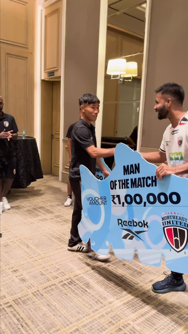 Instagram post by @northeastunitedfc for Reebok. Caption reads: Our partners, Reebok, @reebokindia celebrated our....
