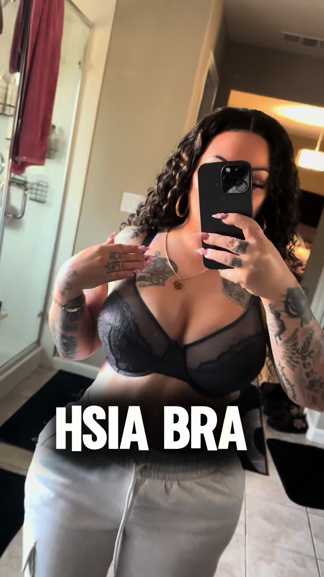 TikTok post by @queenc_707 for HSIA Lingerie. Caption reads: HSIA Bra #hsia #bra #hsiabra....