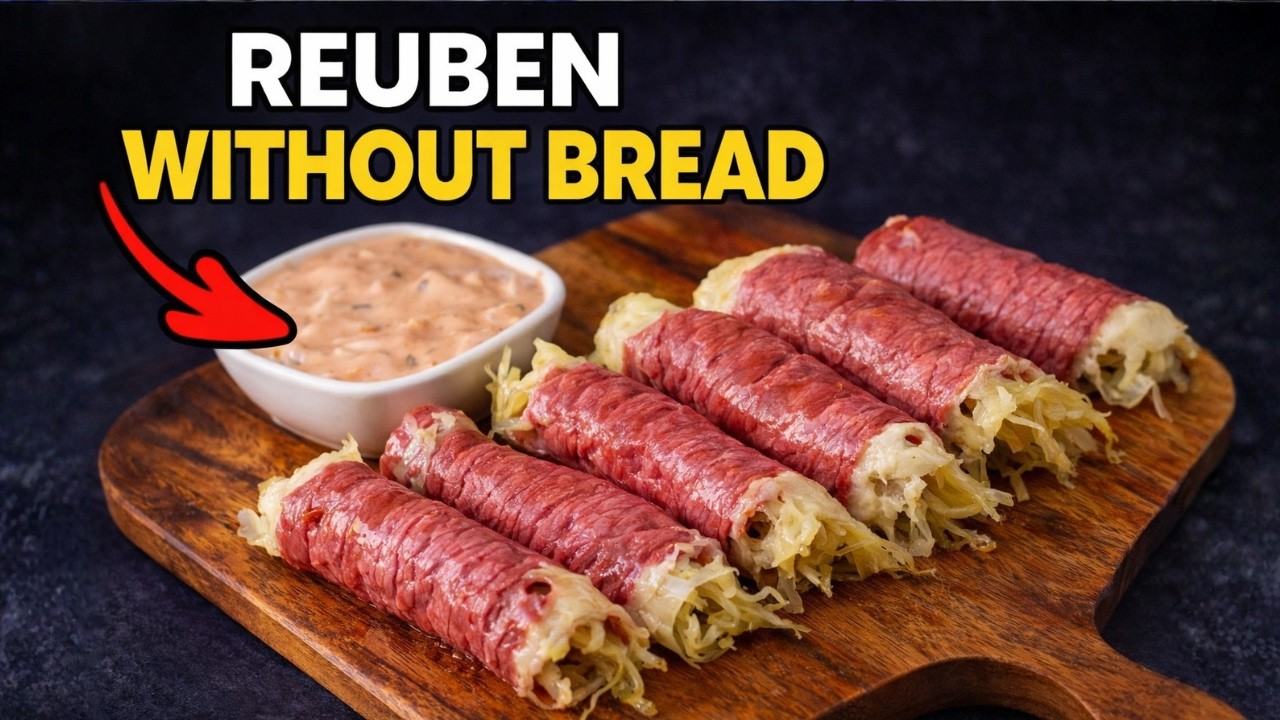 YouTube post by @JennyMitich for LMNT. Caption reads: These Almost Carnivore Keto Reuben Roll Ups Go....