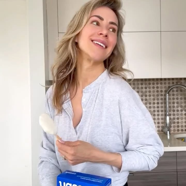 Instagram post by @labelessnutrition for Yasso. Caption reads: Picture incredibly creamy frozen Greek yogurt, and....