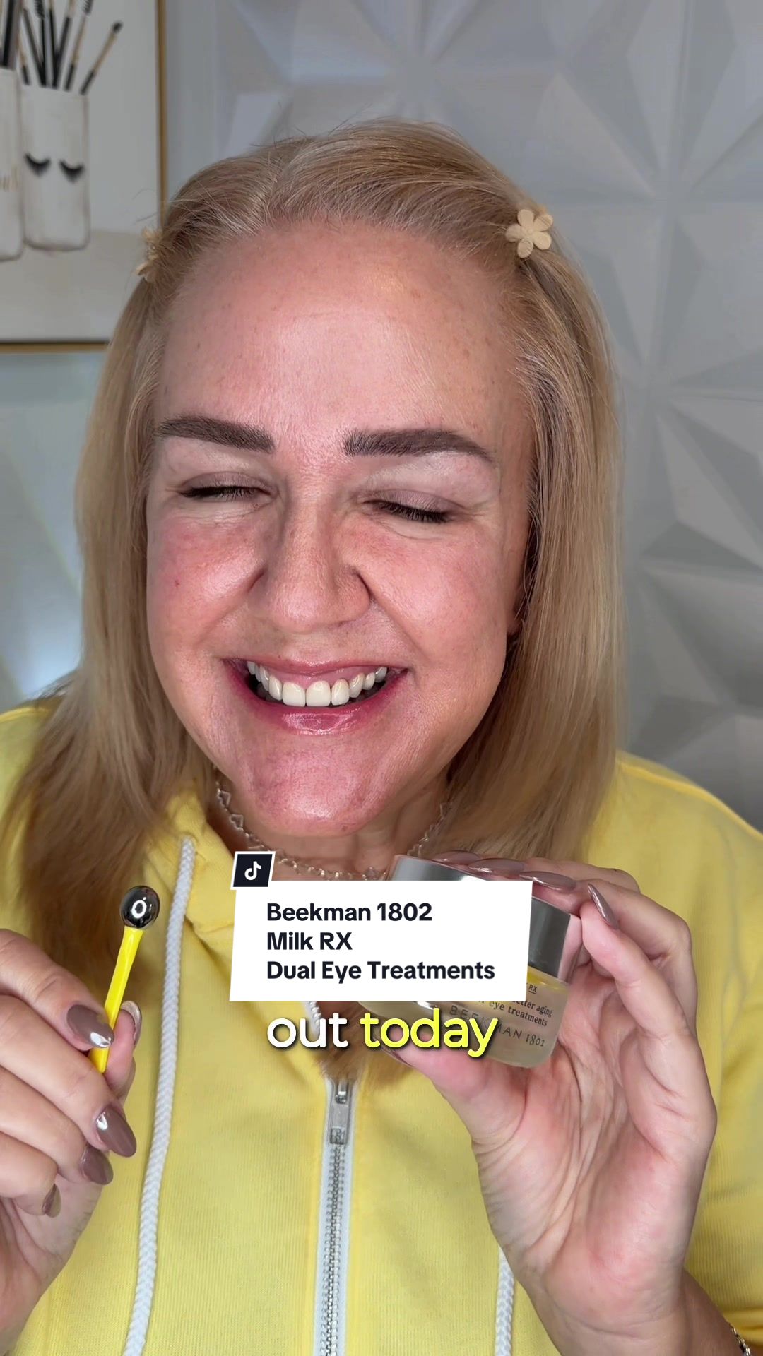 TikTok post by @torileesbeautymix for Beekman 1802. Caption reads: @Beekman 1802 Milk RX Advanced Better Aging Dual....