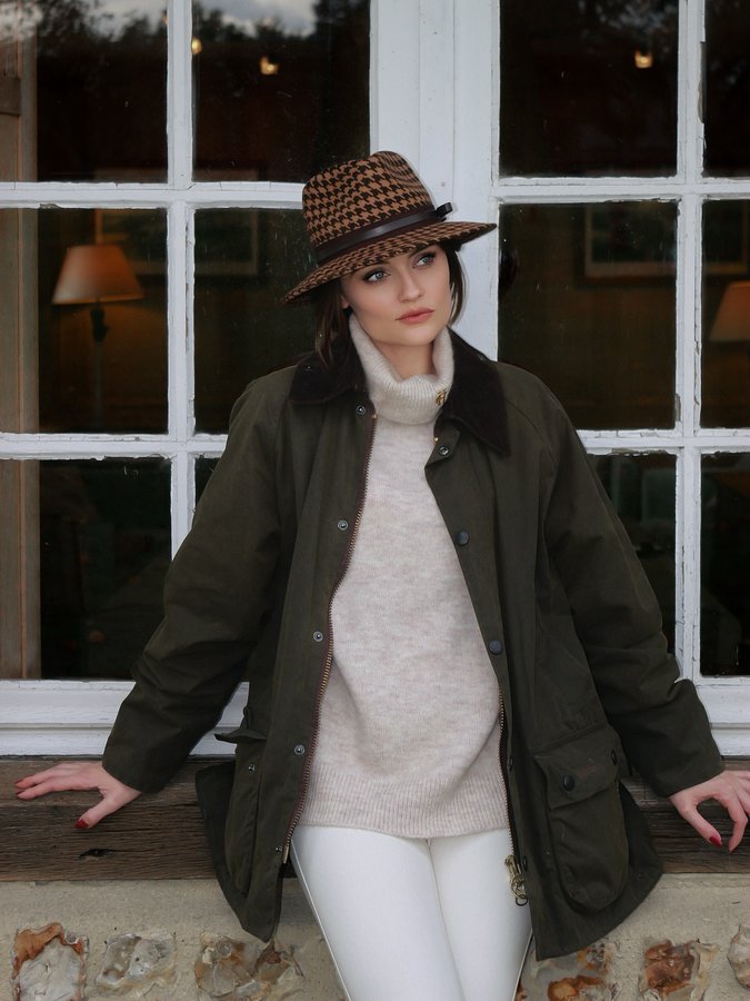 Instagram post by @minakshi.mahta for Barbour. Caption reads: Get a place where you find peace 🙏🏼 wearing the....