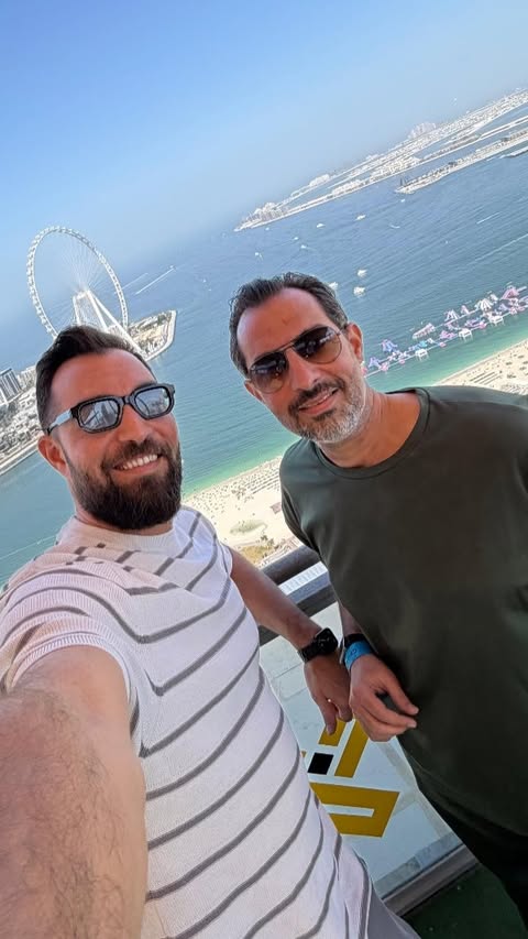 Instagram post by @basselalzaro for Visit Dubai. Caption reads: الأخوين الزارو مُحلّقين في سماء دبي ✈️🔥 The....