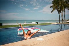 Instagram post by @sarahhyland for Truly Hard Seltzer. Caption reads: Take me back to my bachelorette weekend! 💦 Thank....