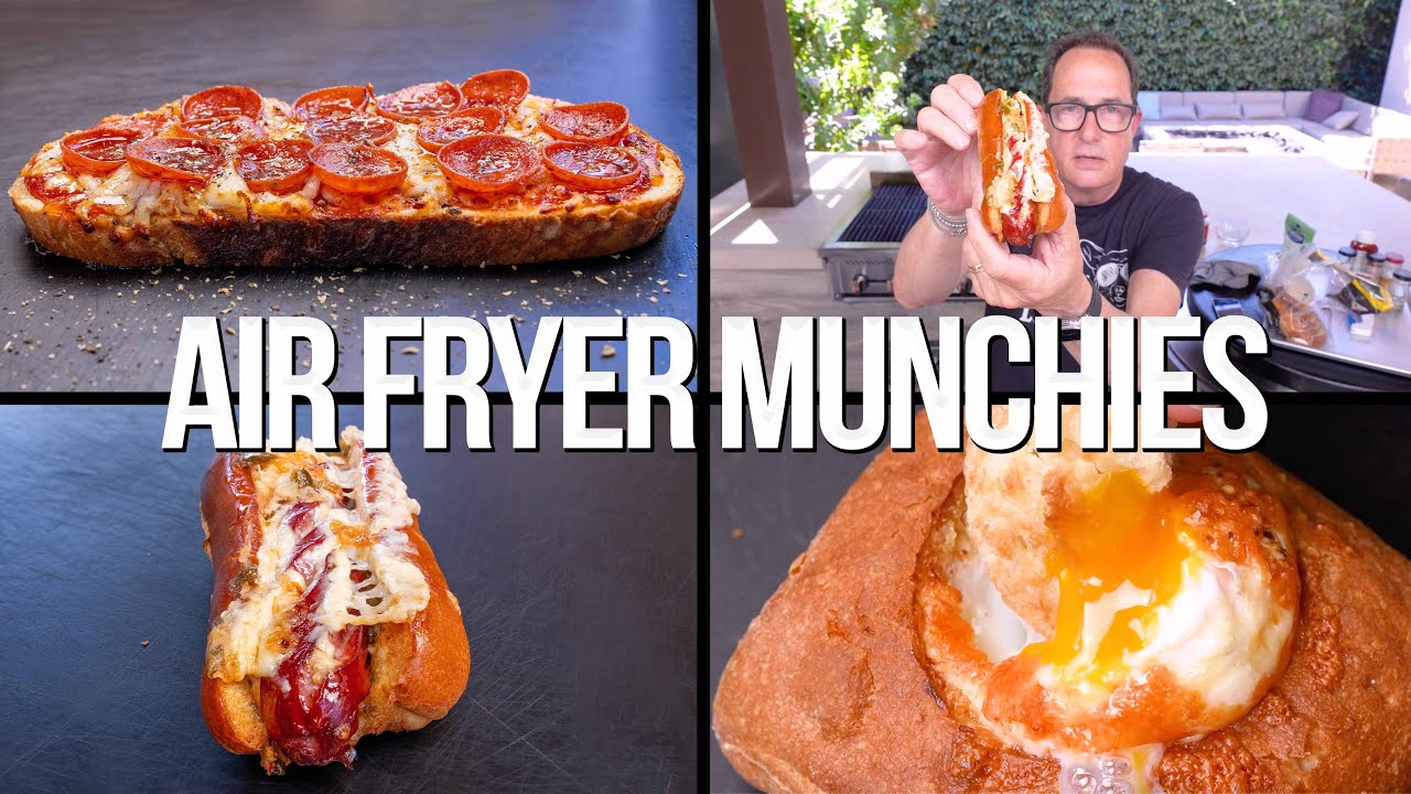 YouTube post by @samthecookingguy for Typhur. Caption reads: 3 LATE NIGHT AIR FRYER MUNCHIES YOU'LL....