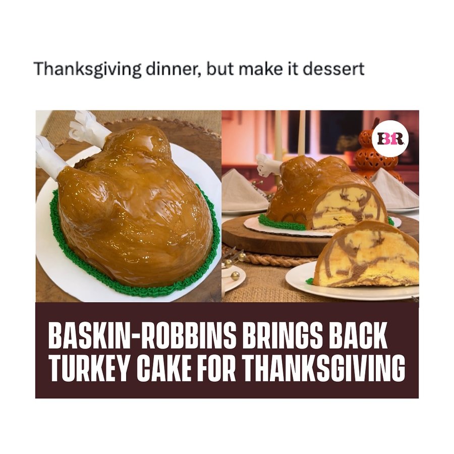 Instagram post by @memezar for Baskin-Robbins. Caption reads: Swipe ⬅️ Real or cake?

Baskin-Robbins brought....