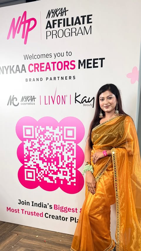 Instagram post by @bindita__ for NAP by Nykaa. Caption reads: [...] my first ever Nykaa Creator event by....