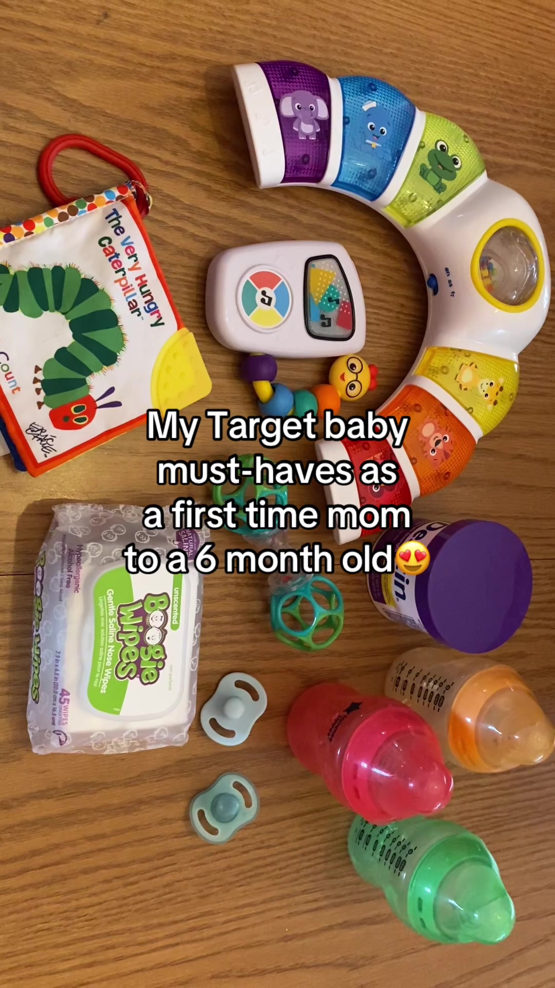 TikTok post by @bartoszsmom for Boogie Wipes. Caption reads: My @target baby must haves as a a ftm and sahm to....
