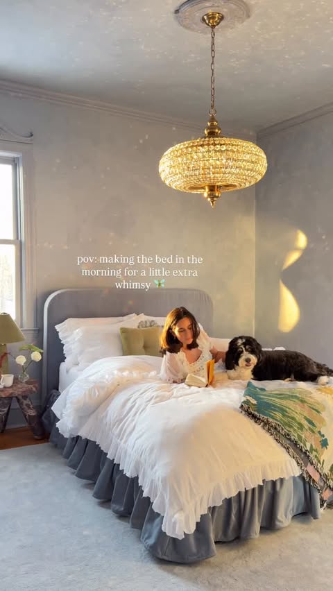 Instagram post by @cassandranoelhome for Anthropologie. Caption reads: you deserve a little whimsy 🦢🩰🕯️☕️....