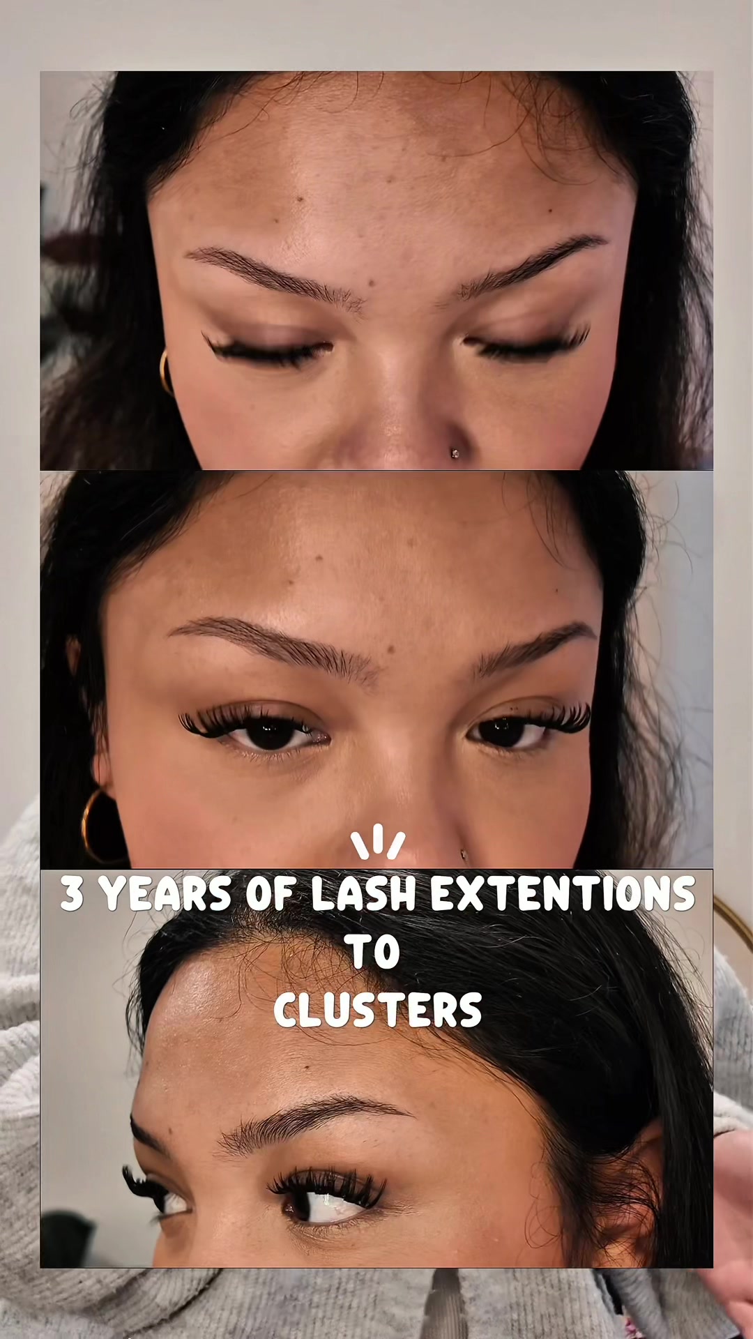 TikTok post by @imavianna for Ucoolmelashes. Caption reads: [...] extentions to clusters 🙈 thank you....